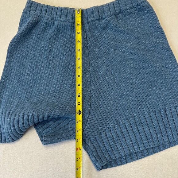 Free People FP Beach Ribbed Knit High Waist Pull On Shorts Size L Blue Boho - Picture 7 of 10